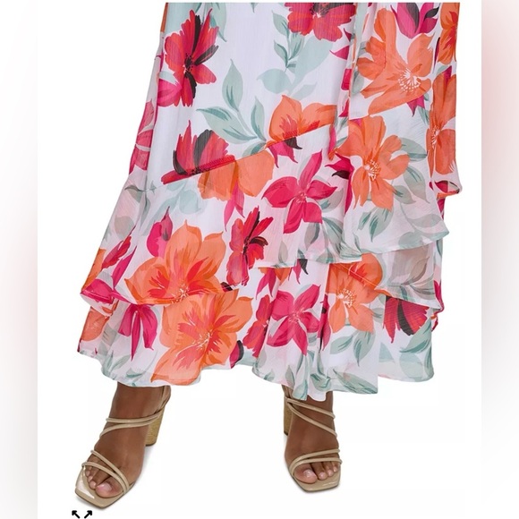Calvin Klein Women's Floral-Print Halter Tiered  Maxi Dress size 12 lined Party - Picture 14 of 15